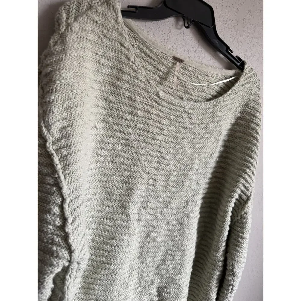 Free People Menace Oversize Knit Mint Green Crewneck Sweater Womens S